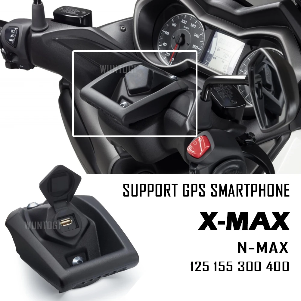 Suporte do telefone móvel da motocicleta para yamaha xmax 125 300 400 N-MAX 155 X-MAX 125 suporte gps smartphone usb porta de carregamento titular