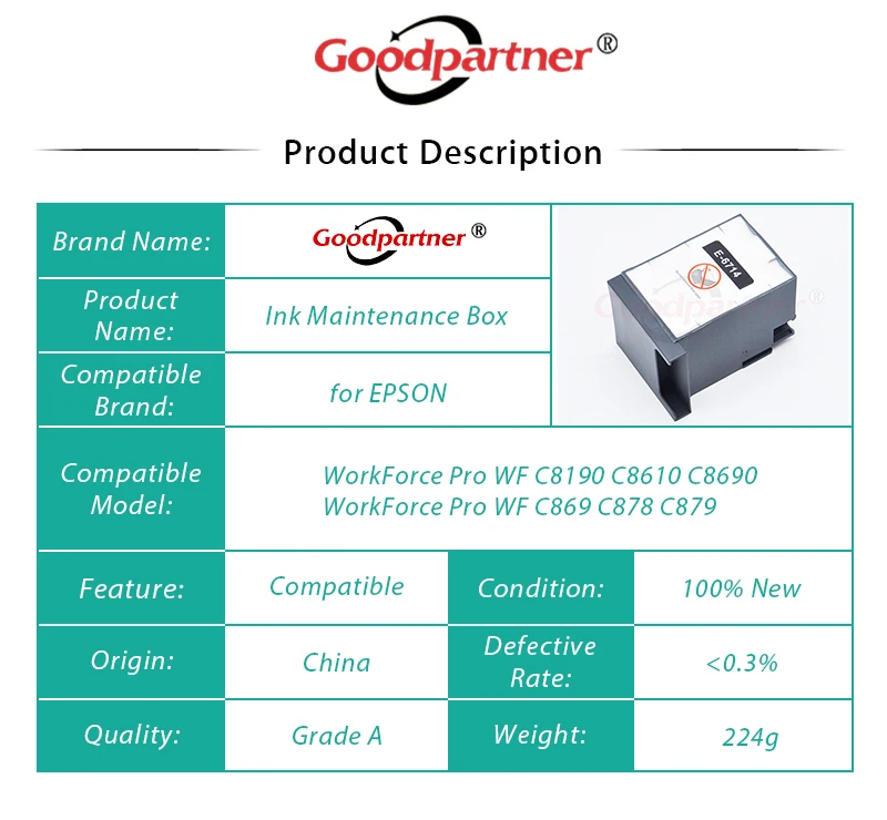 5X T6714 C13T 671400   Caixa de manutenção da esponja do tanque de tinta residual pxmb6 para epson workforce pro wf c8190 c8610 c8690 c869 c878 c879