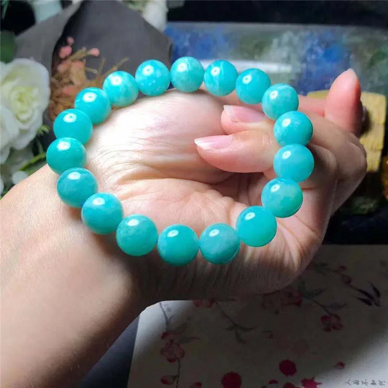 1pcsNatural Stone Bracelet Amazonite Quartz Round Natural Gemstone Beads Bracelet For Women