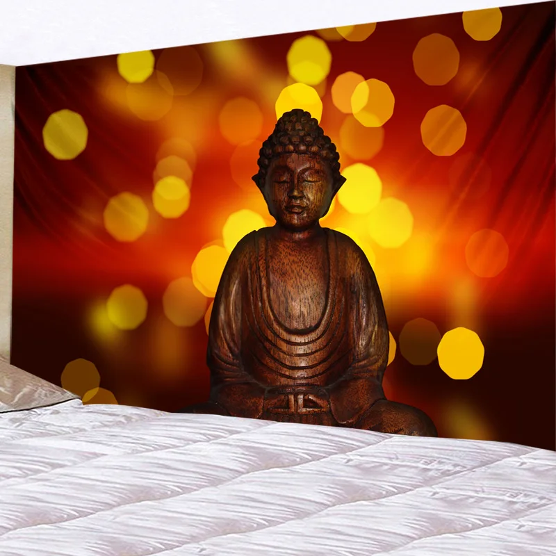 Meditation Buddha Statue Mandala Tapestry Hippie Wall Mount Mat Bohemian Beach Mat Table Cloth Home Decorative Art Blanket