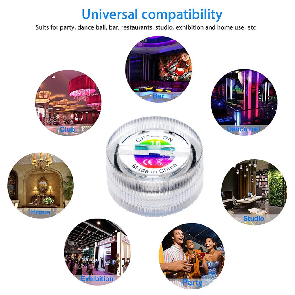 10pcs RGB Submersible Light Remote Control Color Changing Swimming Pool Light for Wedding Fish Tank Pond Vase Bowl Party Decor