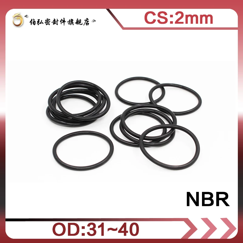 Nitrile Rubber O-Ring 20PC/lot Black NBR Sealing CS 2mm OD31/32/33/34/35/36/38/40mm O-Ring Seal Gasket Ring