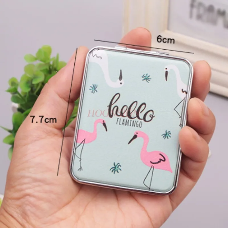 Small Mirror Cartoon Leather Mirror Cute Folding Double-sided Small Round Mirror Ladies Carry-on Makeup Mirror Sale