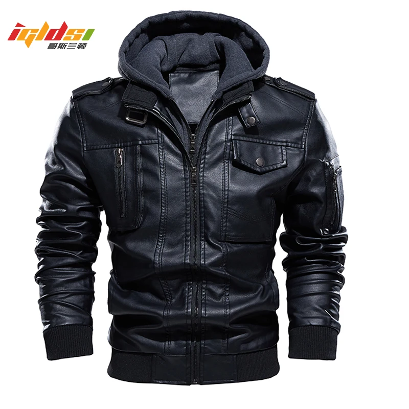 Motorcycle Leather Jacket Men's Plus Velvet Warm Winter Leather Jacket Fashion Slim Coat Male Casual Biker Bomber Outwear Jacket