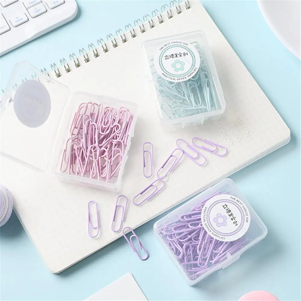 20pcs/50pcs Paper Clips Macaron Color Escolar Bookmarks Photo Memo Ticket Clip Stationery School Supplies Gifts