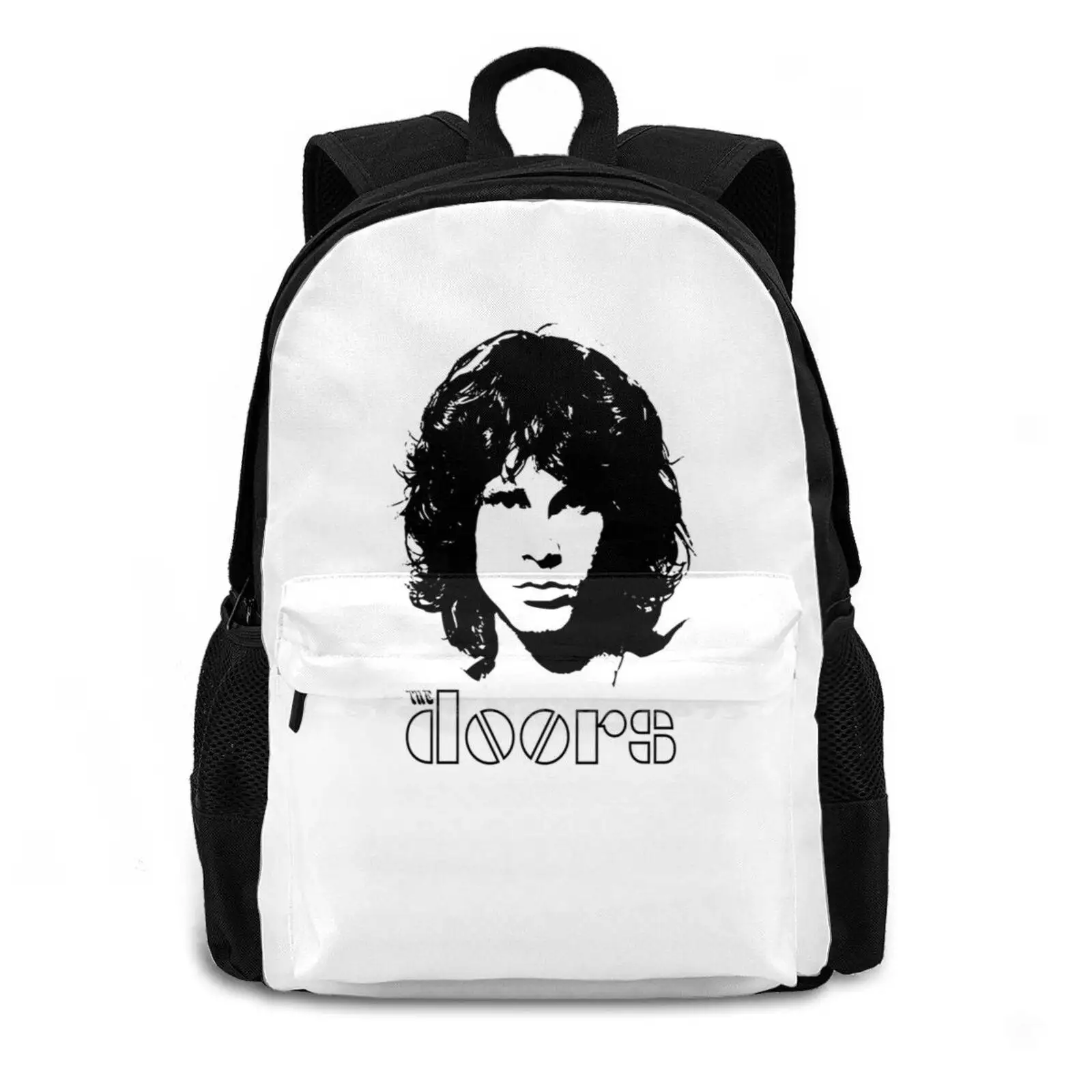 Mochila de viaje para estudiante, bolso para ordenador portátil, para escuela, con puertas, con diseño de Jim Travis Silhouette 2, color blanco y negro