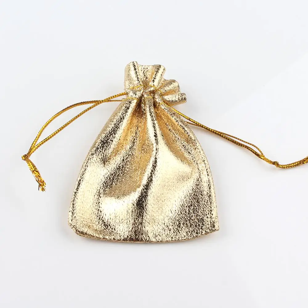 50pcs Jewelry Packing Gold Sliver Foil Cloth Drawstring Christmas Gift Packaging Gift Bags7x9cm 9x12cm Wedding Gift Bags Pouches