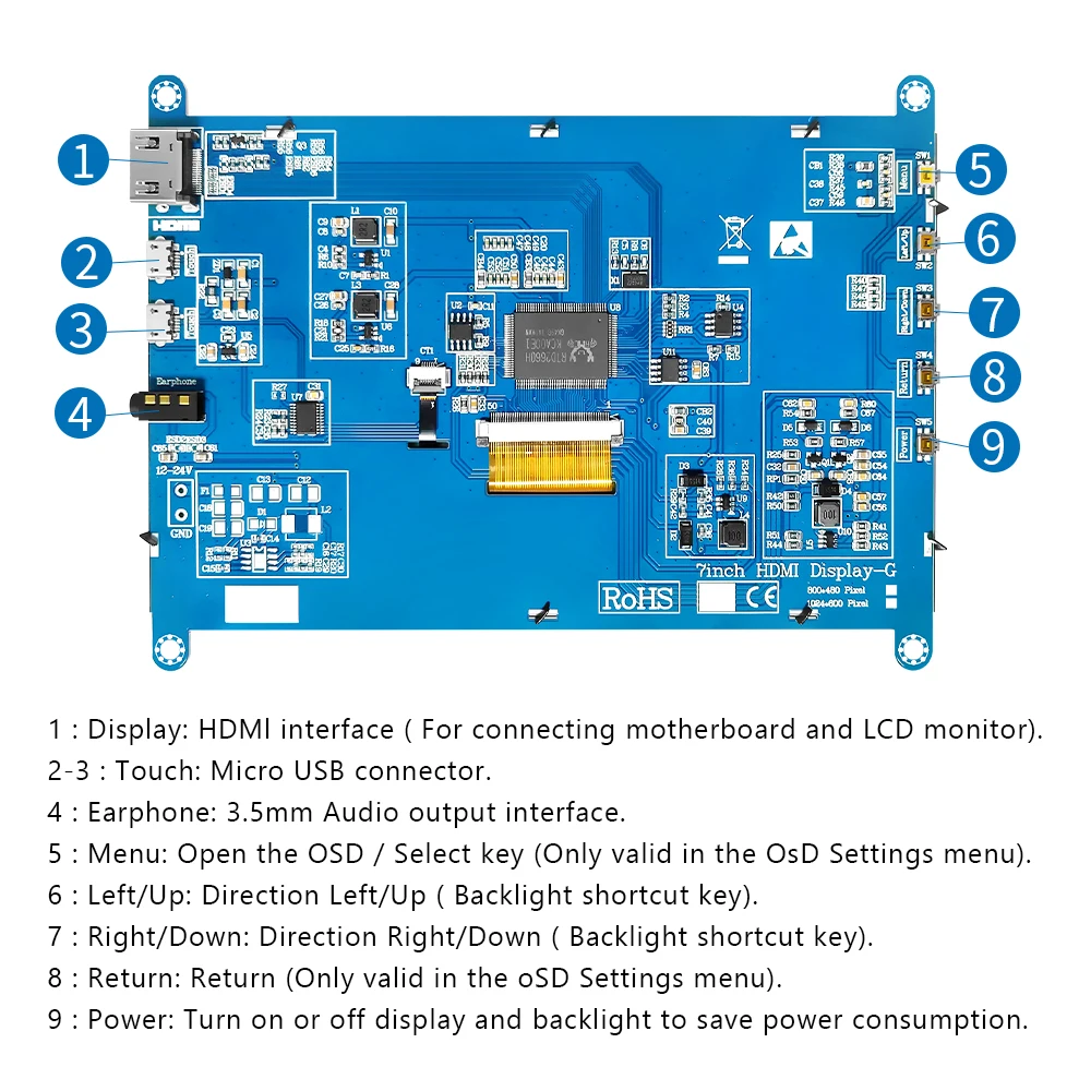 IPS 7-дюймовый экран AIDA64 ЖК-дисплей мини ПК Сенсорный HDMI модуль 1024x600 для Raspberry Pi 3 Pi4 ПК МОНИТОР оранжевый pi