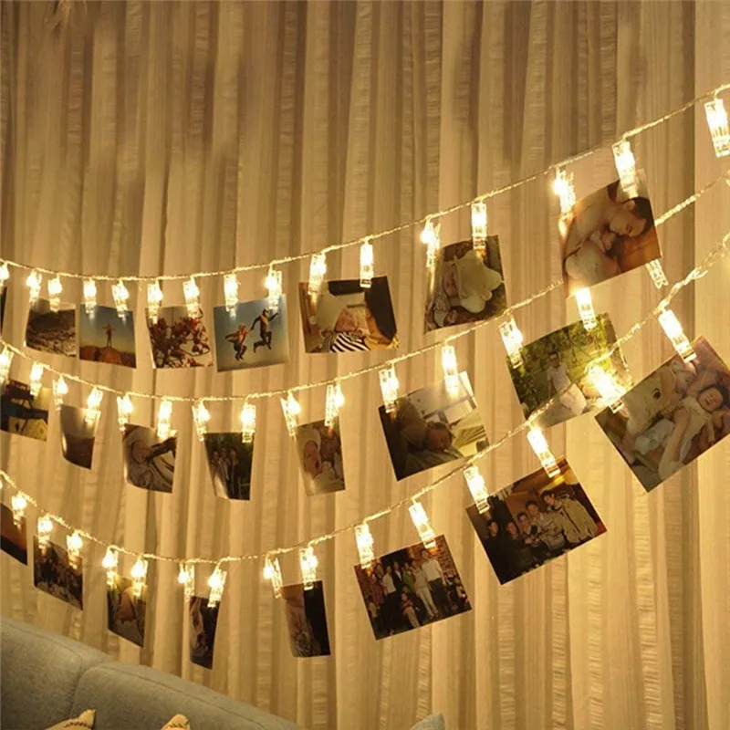 1.5M 3M 6M Photo Clip Holder LED String Lights For Christmas New Year Party Wedding Home Decoration Fairy Lights Battery