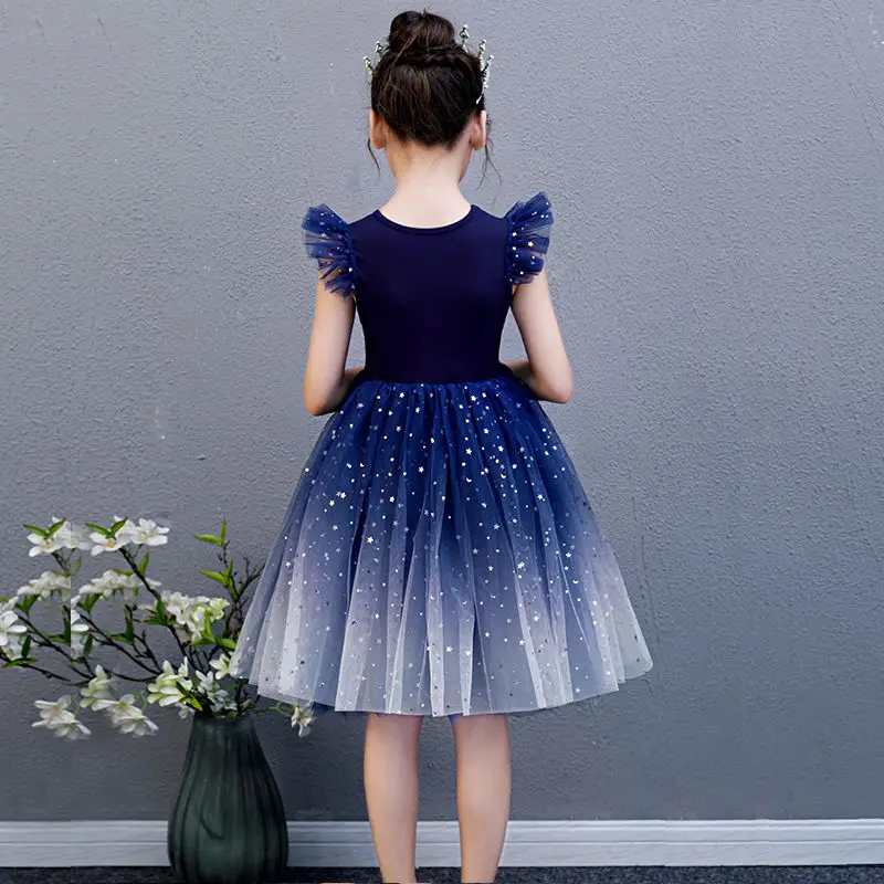 2020 new girl baby spring autumn Kids lace star tutu dress  children party birthday splice dresses clothing