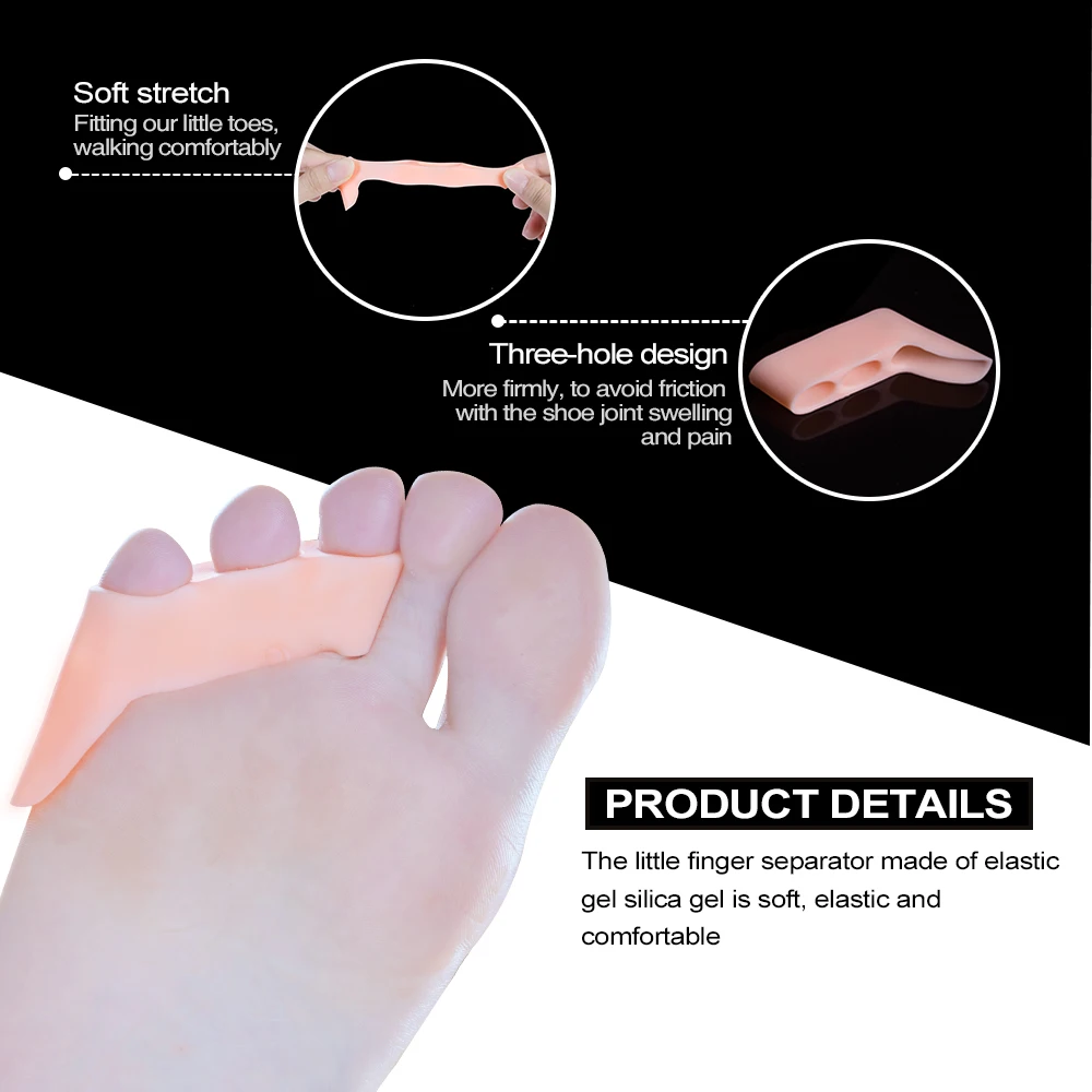 2pcs Silicone Soft Toe Separator & Protectors Triple Gel for Overlapping Toe Bunion Corrector Feet Pain Relief Foot Care C1552