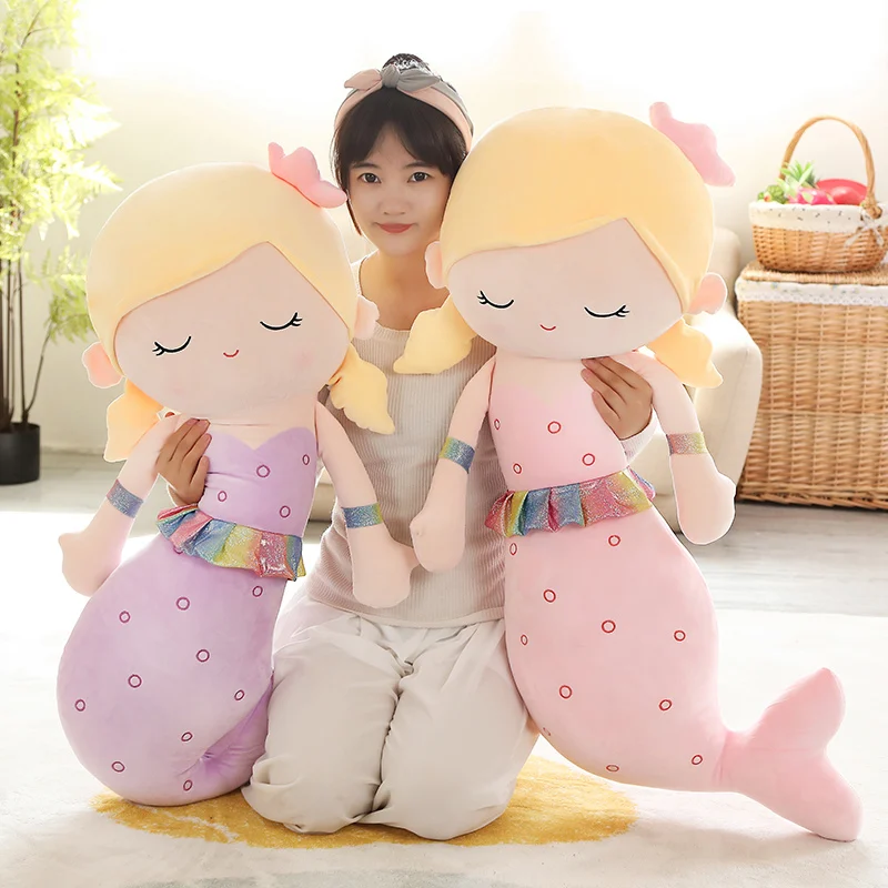 40/60/80/115cm  Kawaii Sleeping Mermaid Plush Toys Soft Red&Pink Princess Stuffed Doll Sofa Pillow For Children Girls Present