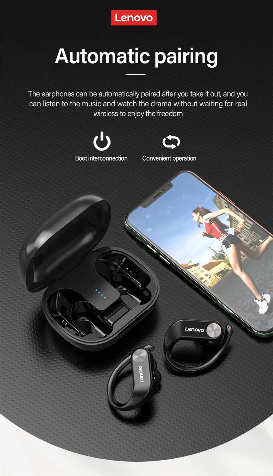 Lenovo LP7 TWS auriculares inalámbricos por Bluetooth, auriculares sobre la  oreja, auriculares para juegos, micrófono Dual para teléfono móvil, espera  larga - AliExpress, image size:960x1669