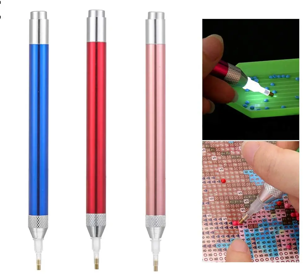 5D Point Drill Pen Diamond Painting Tool Crystal Lighting New Diamond Pens LED Drill Pens Diamonds Sewing Accessories DIY Crafts