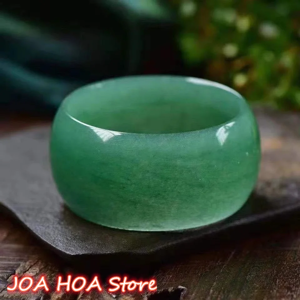 Natural Aventurine Jade Widened Hand Carved Lady Bracelet Gift