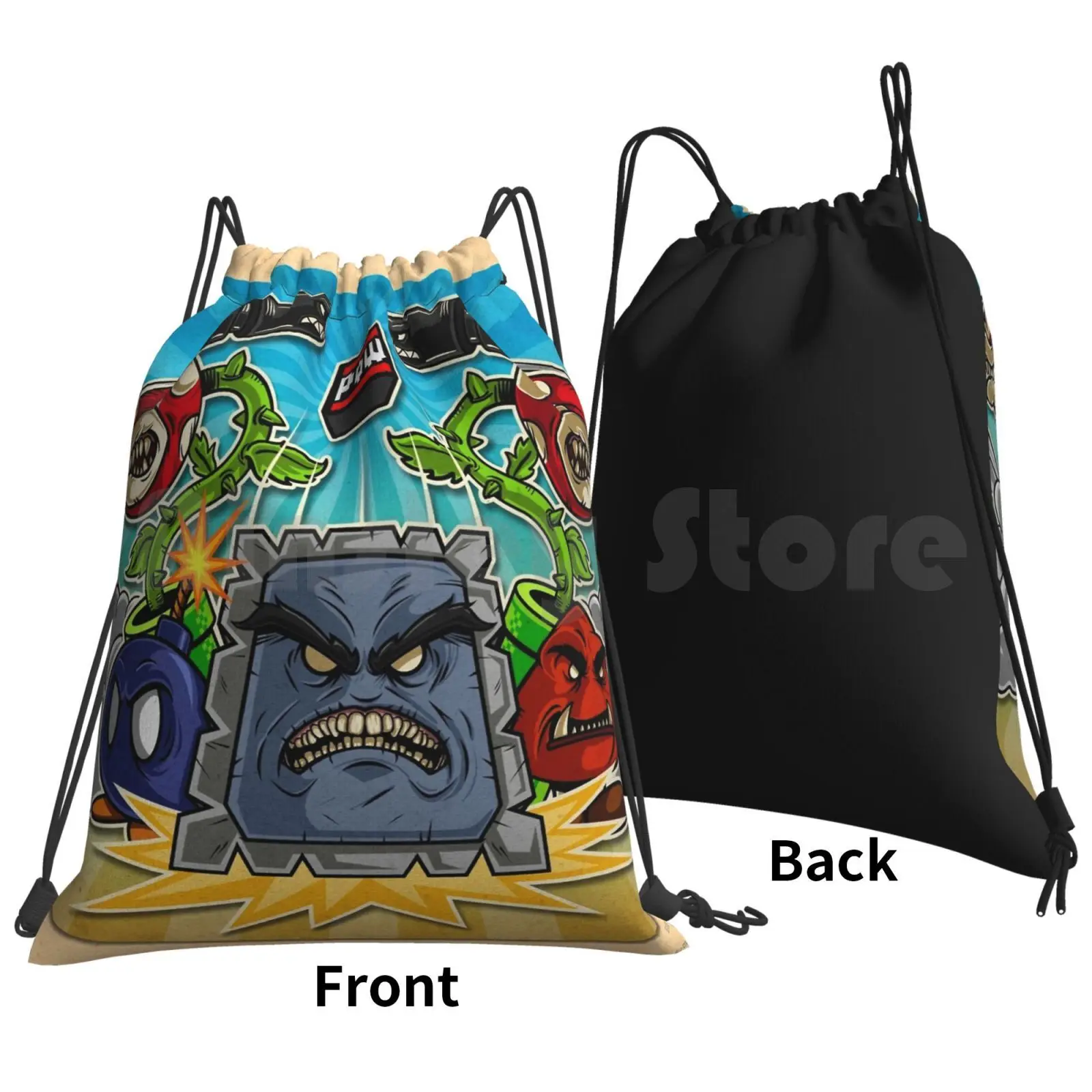 8-Bit Nightmare Backpack Drawstring Bag Riding Climbing Gym Bag Super Bros Brother Gaming Video Games Bamboota