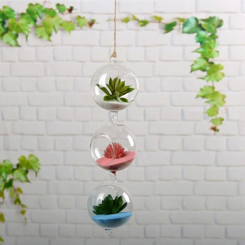 Transparent Vases Flower Plant Wall Hanging Clear Glass Vase Bottle Pot Home Garden Ball Decor Hand-blown Office Home Decoration