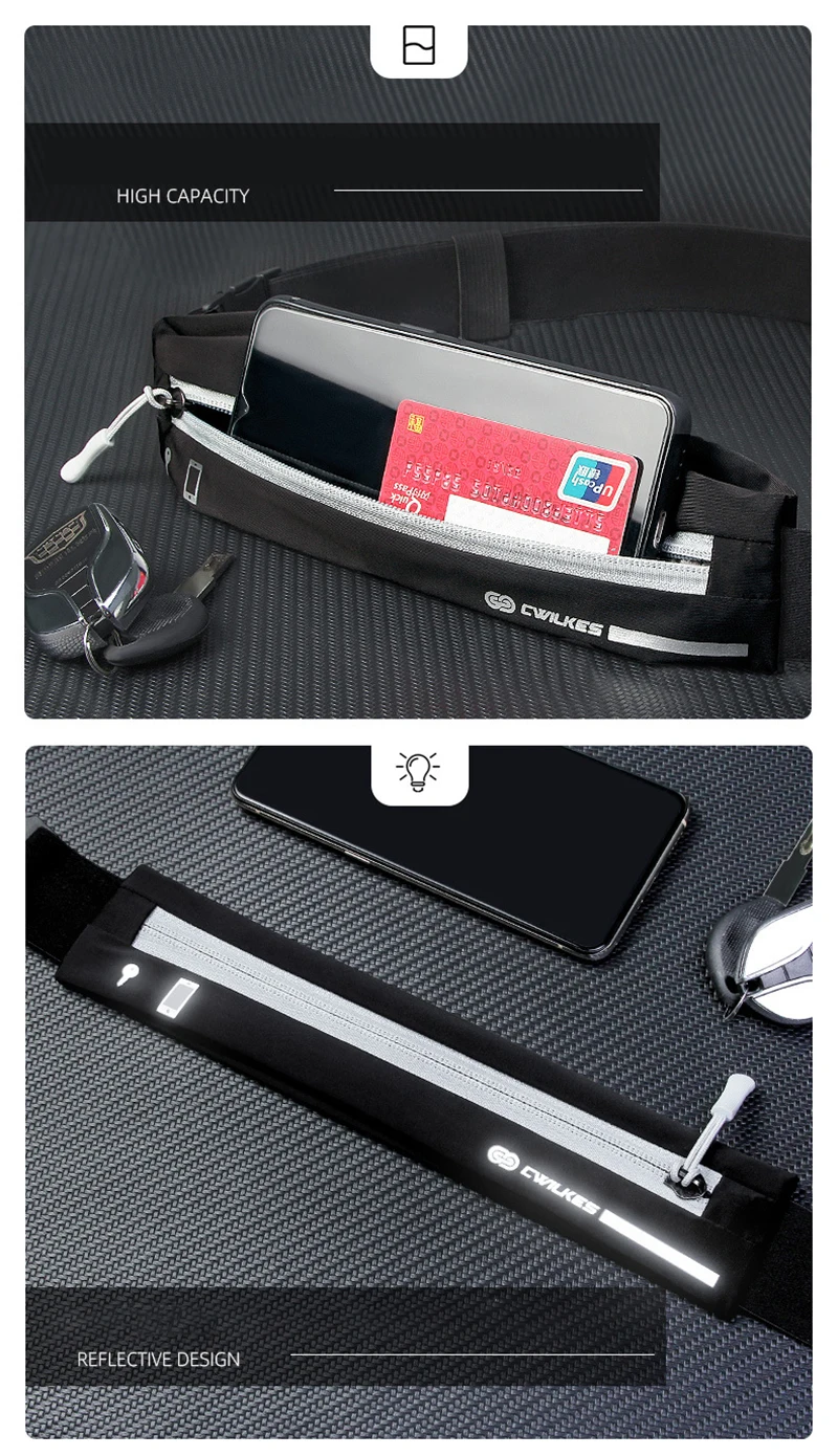 Frauen Lauf Gürtel Taille Tasche Sport Fanny Pack Wasserdicht für Telefon Männer Gym Taschen Beutel – Detail 3