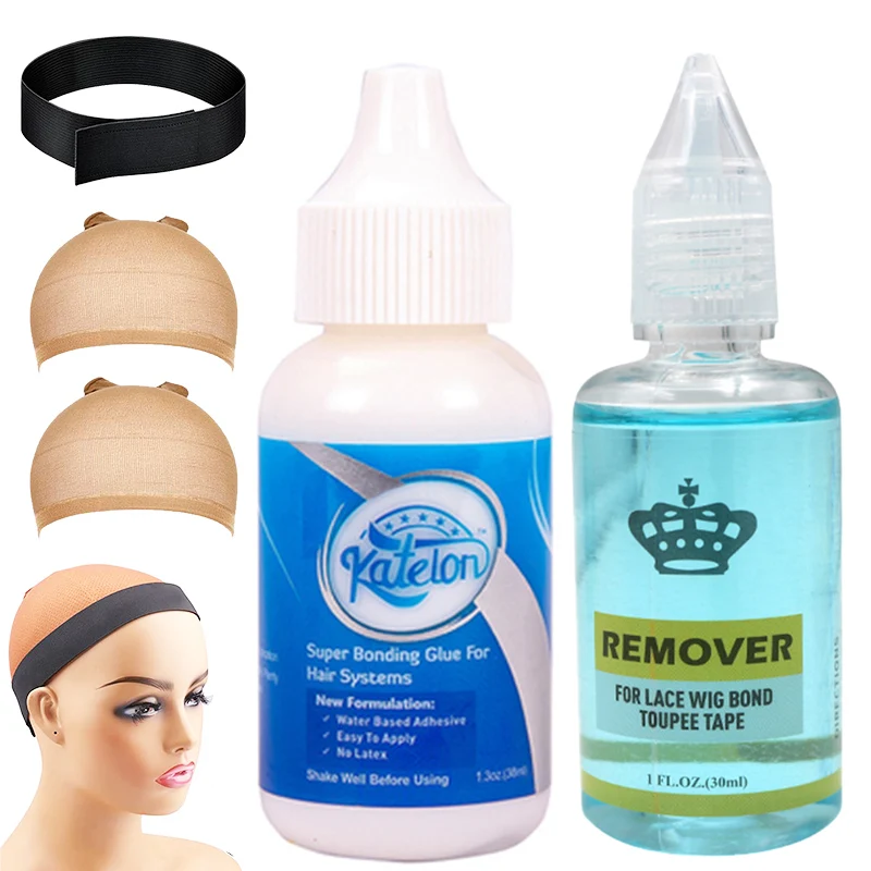 

Lace Front Wig Glue Waterproof Lace Glue Invisible Hair Bonding Glue for Toupee Frontal+Adhesive Remover++Elastic Band For Wigs
