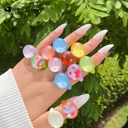 GuanLong-Anillo de resina transparente para chica adolescente, sortija Multicolor de moda, anillos acrílicos coreanos para mujer, minimalista