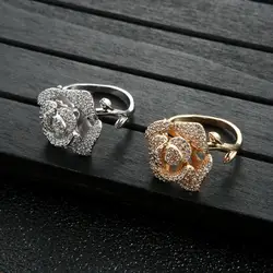 Luxury Rose Flower Stackable Rings for Women Wedding CZ Finger Rings Beads Charm Ring Bohemian Beach Jewelry  J1959