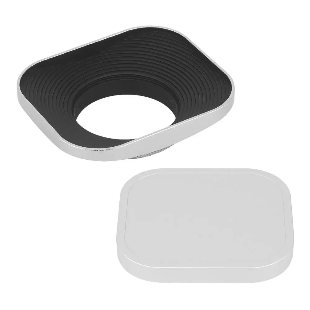 Haoge Square Metal Screw-in Lens Hood with Cap for Leica Elmarit-M 28mm f/2.8 E39 ASPH, Summicron-M 35mm f2 E39 ASPH Lens Silver