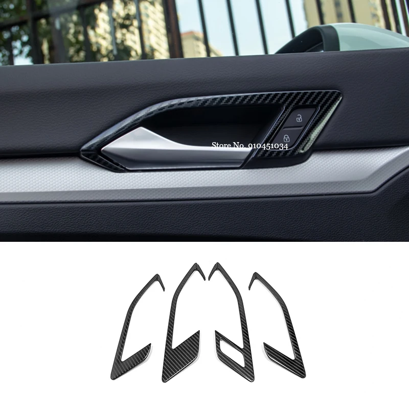 

For VW Golf 8 MK8 2022 2021 Car Accessories LHD Stainless Carbon Car inner door Bowl protector frame Cover Trim Car styling 4pcs