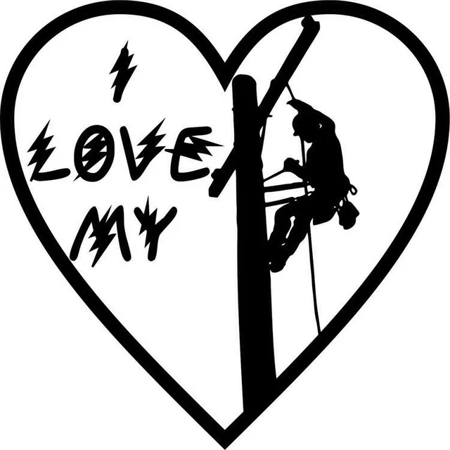 

15cm*15cm L LOVE MY Lineman Electrician Heart Man Fashion Vinyl Car Sticker Decals