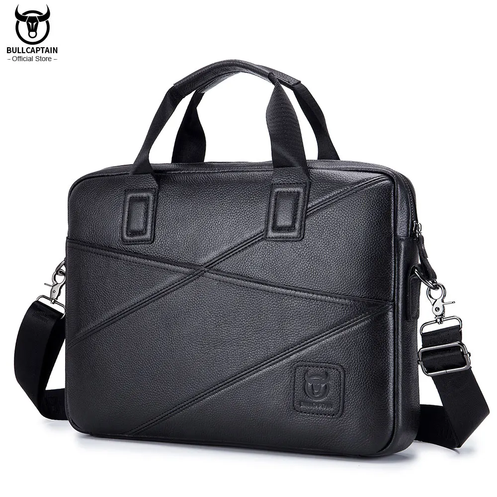 BULLCAPTAIN 2020 Men\'s Briefcase Business Handbag Can Be Used For 15 Inch Laptop Casual Shoulder Messenger Bags Leather Bag Men