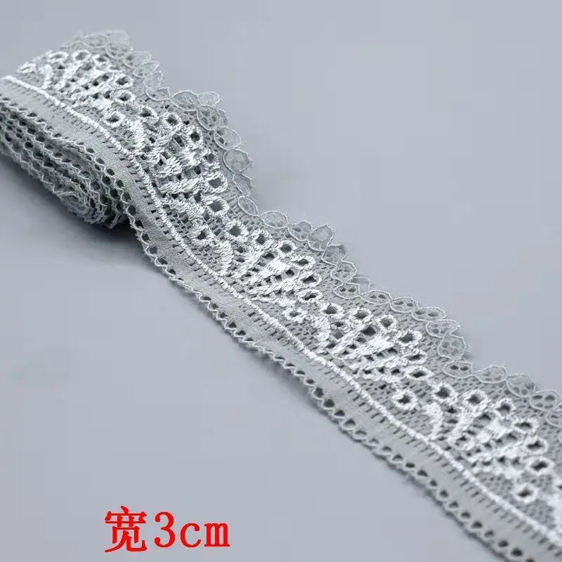 Stretch Elastic Lace Ribbon 30mm Wide White Lace Embroidered Cotton Elasticity Lace Trim Trimmings Clothing Underwear for Sewing