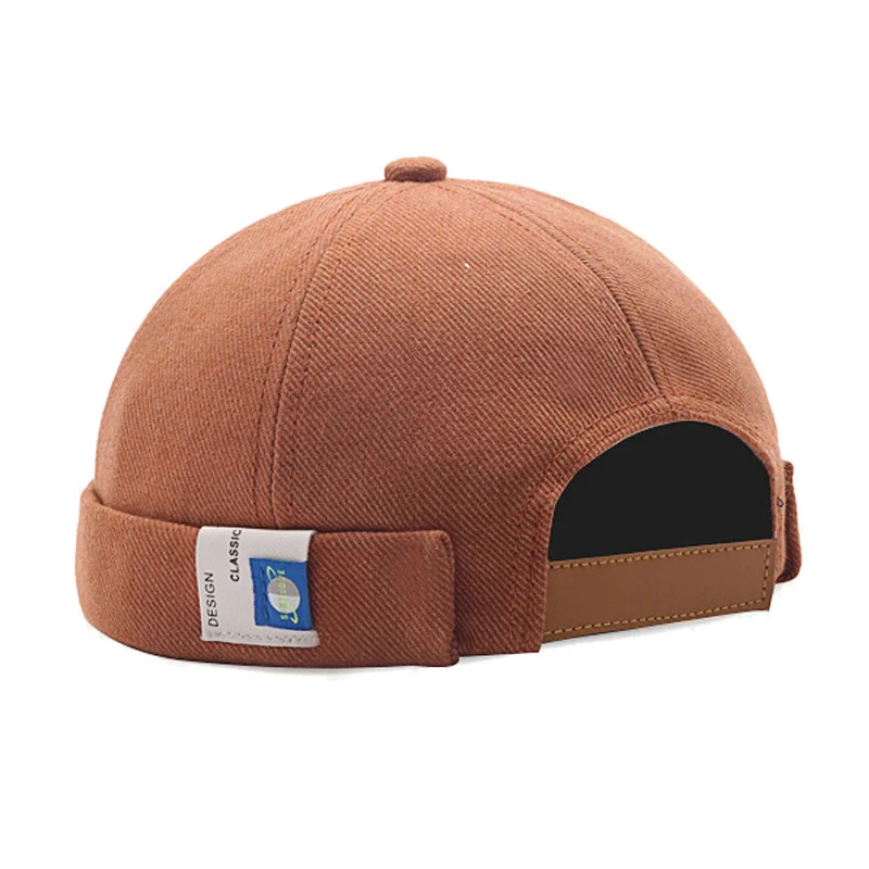Solid Cotton Docker Skull Boy Beanies Hats For Women Sailor Brimless Caps Men Miki Rolled Cuff Street Retro Brimless Hip Hop Hat