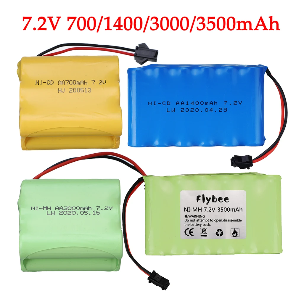 7.2V 3000mah/1400mAh/700mAh NI-MH Battery for Remote control electric toy boat car truck 7.2 V AA NICD Rechargeable Battery