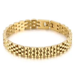 10mm Golden Bicycle Chain Wristband Stainless Steel Men's Bracelet Homme Luxury Party Accessories Jewelry
