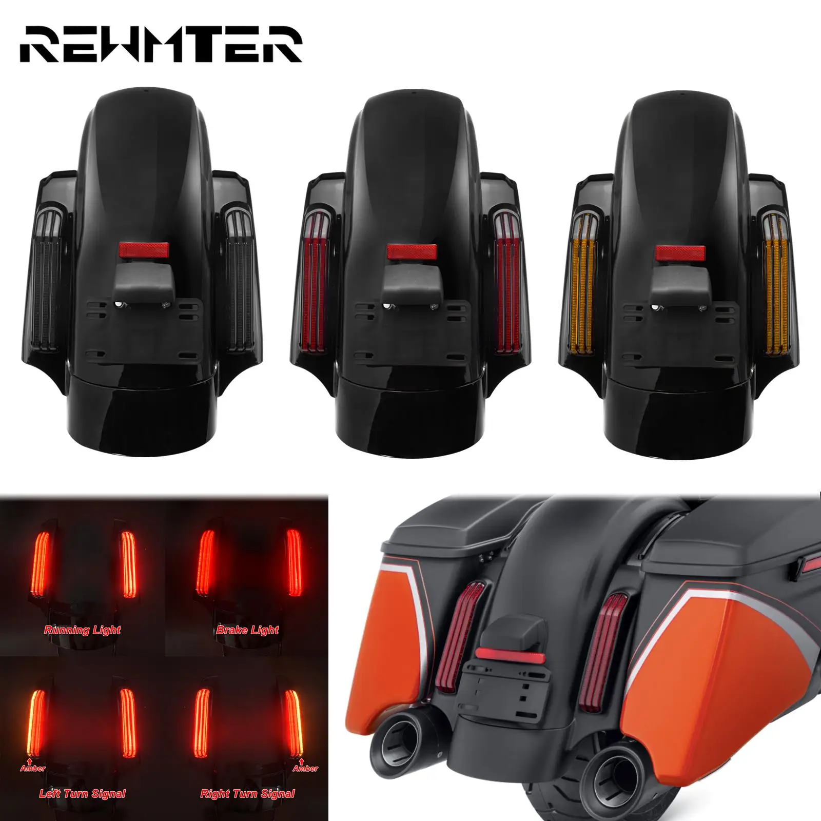 Motocyklowy system tylnego błotnika LED do Harley Touring 14-2023 Electra Glide Road King Street Glide Ultra Limited FLHX FLTRX FLHR
