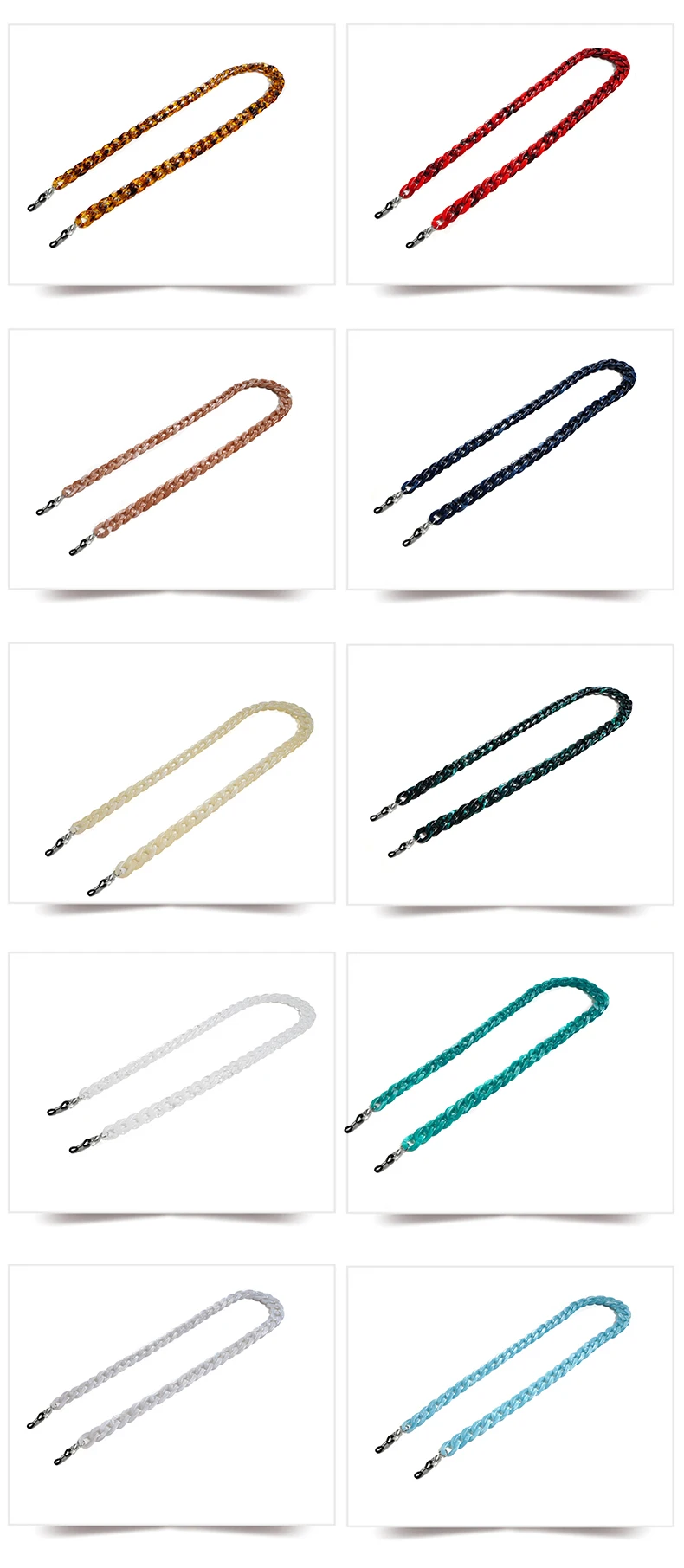 Mode Acryl Brillen Ketten Sonnenbrillen Schnur Anti-Rutsch-Sonnenbrille bänder hängen Ketten am Hals Brillen zubehör – Detail 8