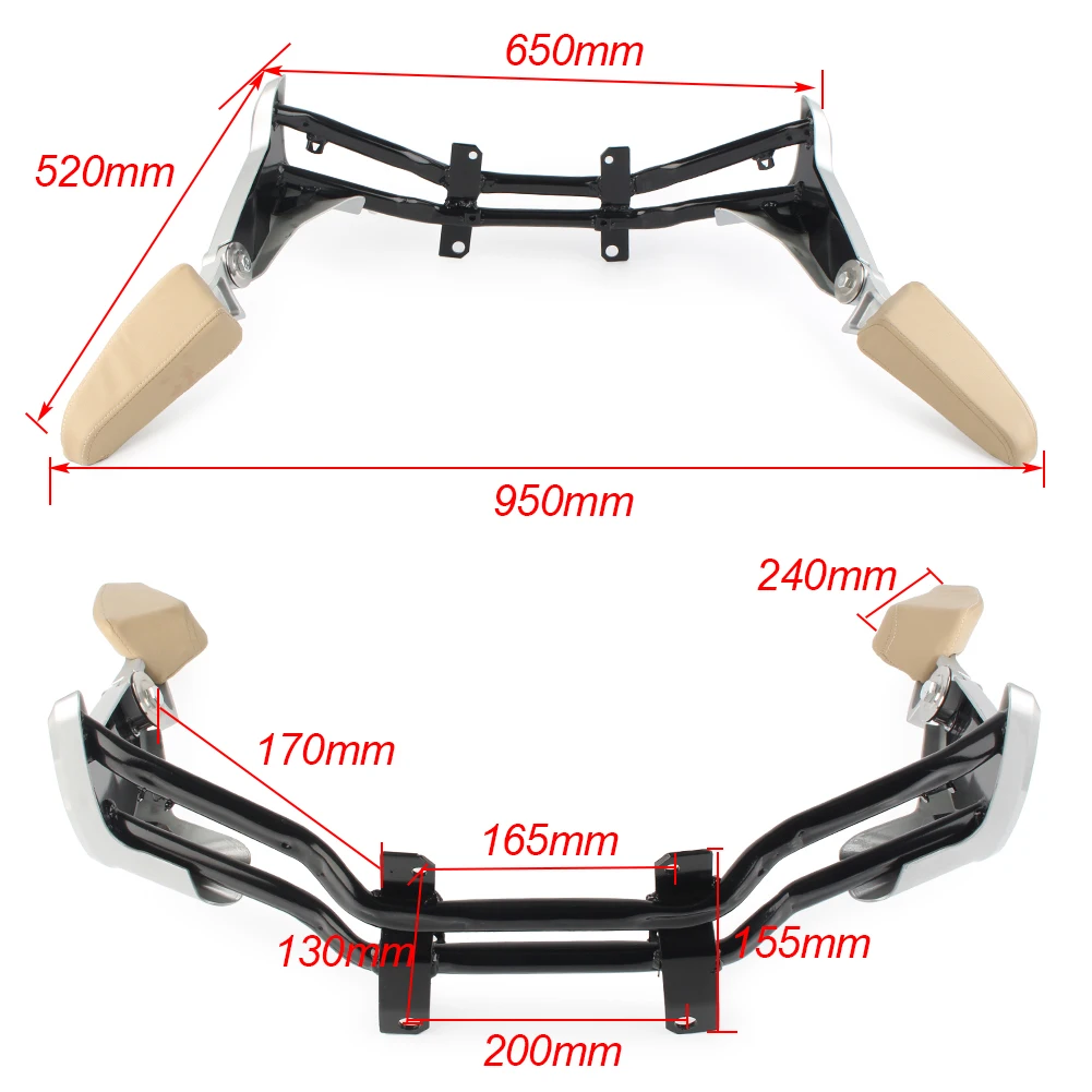 Motorcycle Passenger Frame Armrest Set Rear Arm Rest For BMW K1600GTL 2010 2011 2012 2013 2014 2015 2016 2017 2018 Beige