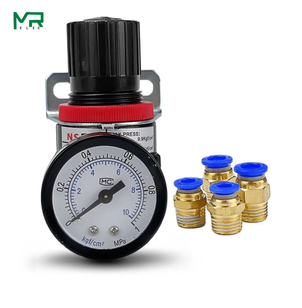 AR2000 G1/4'Pneumatic Micro Air Pressure Regulator Air Filter Processing Unit Valve with Fitting