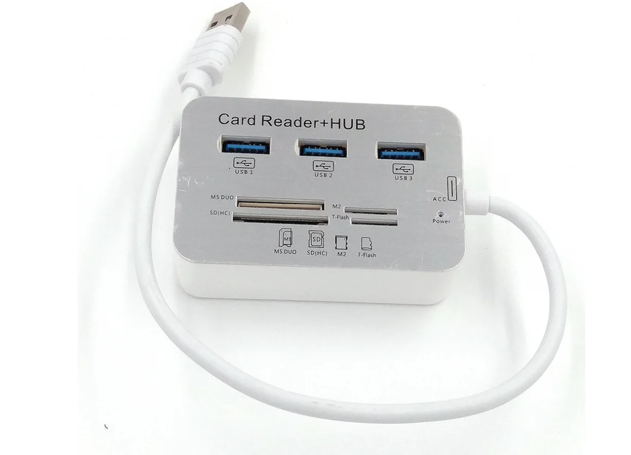알루미늄 휴대용 USB 3.0 3 포트 허브, MS SD M2 TF 멀티인원 카드 리더기, 올인원 PC 컴퓨터 액세서리