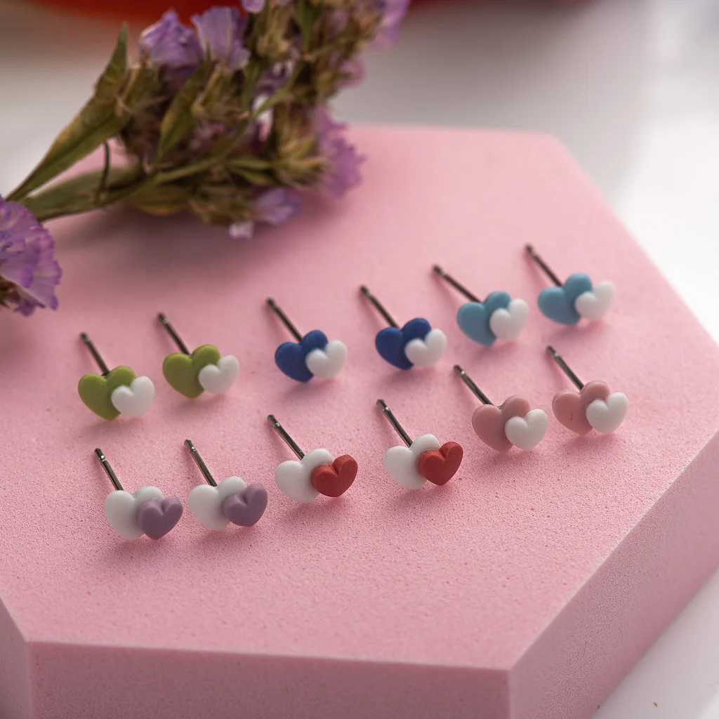 Heart-to-heart Ceramic Earrings Fashion Gift Ear Studs Jewelry Wholesale For Women Girl #LY134