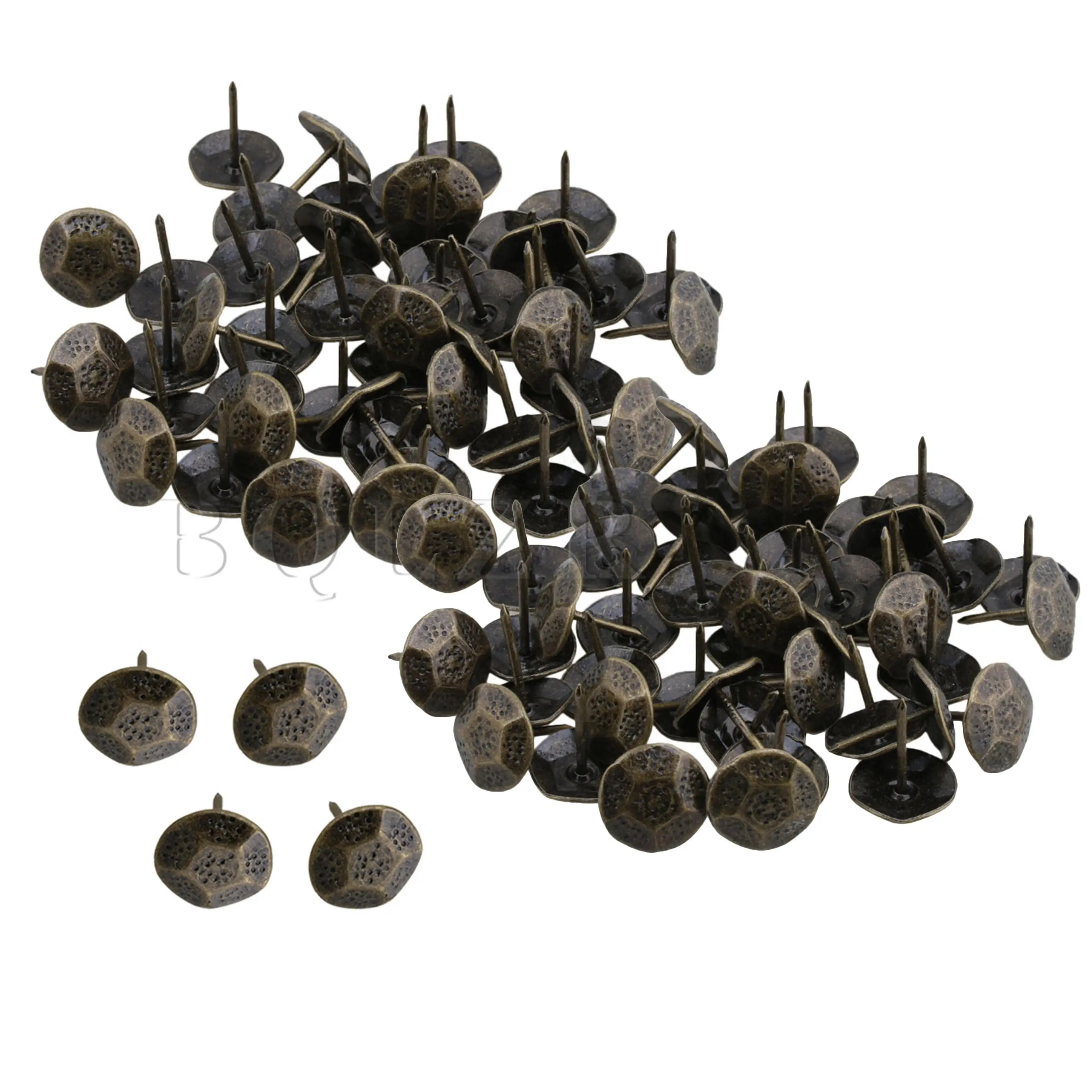 

BQLZR 100pcs Iron Tacks Studs Pins for Decoration&Fixing 23x20mm Green Bronze