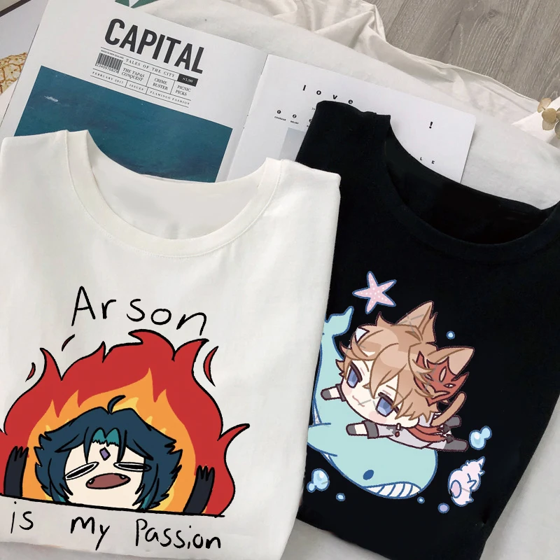 New Game Genshin Impact T Shirt Women Men Kawaii Tops Classic Games Character Graphic Print Tops Harajuku Cartoon Streetwear Tee