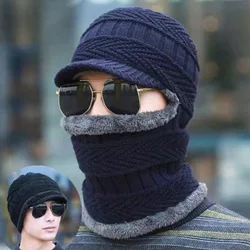 Winter männer Casual Plus Samt Ohr Schutz Hals Und Gesicht Einteiliges Hut Gestrickte Mützen Caps Skullies Skullcap knochen Gorros