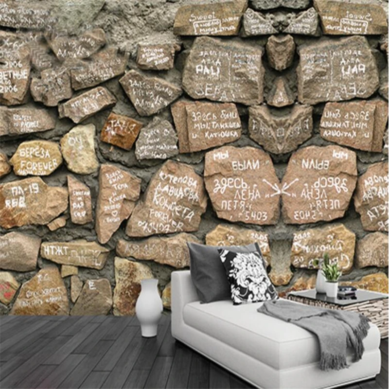 Custom Simulation cultural stone wallpaper for living room brick personality engineering coffee restaurant mural wall paper 3D