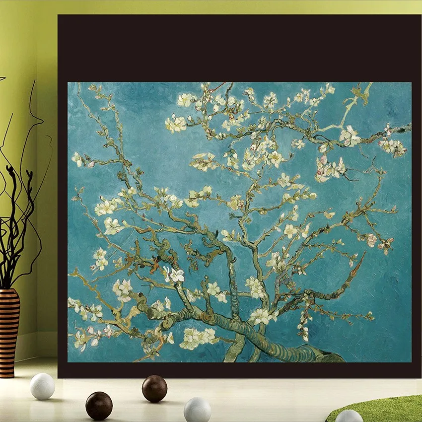 Customized Size Wardrobe Door Films Static Cling No Glue Countryside Oil Painting Van Gogh Glass Sticker 55cmx100cm