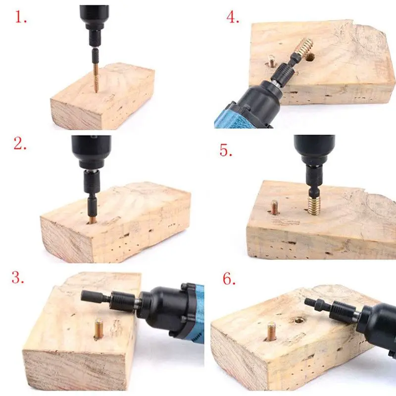 M6 M8 M10 Cr-Mo Self-Tapping Socket Adapter Set for Insert Nuts or Hanger Bolt Power Drill Tool Socket Lock Screw Thread Sockets