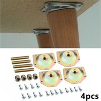 4 Pcs Angled Wood Legs Fixing Plate Bracket Furniture Table Feet Set W/Screws For Home Decoration Furniture Accessories
