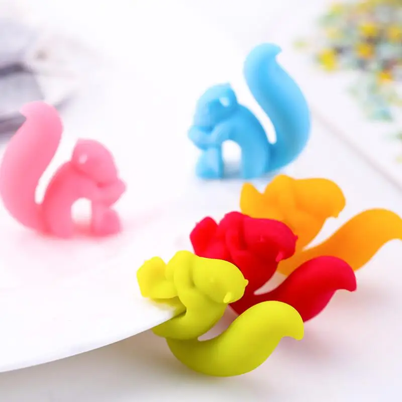 Cute Snail Squirrel Shape Silicone Tea Bag Holder Cup Mug Tea Bag Clip Candy Colors Gift Set Good Teas Tools LX9282