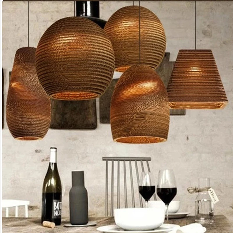 

Industrial Paper Honeycomb pendant lights vintage Creative cardboard restaurant bar suspension luminaire