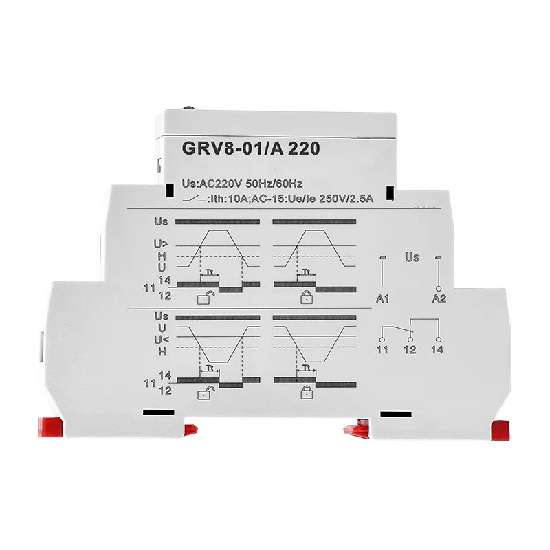 Voltage Relay Selection Over or Under Voltage Protection Monitoring Relay 10A DC12V 48V 110V 240V GRV8