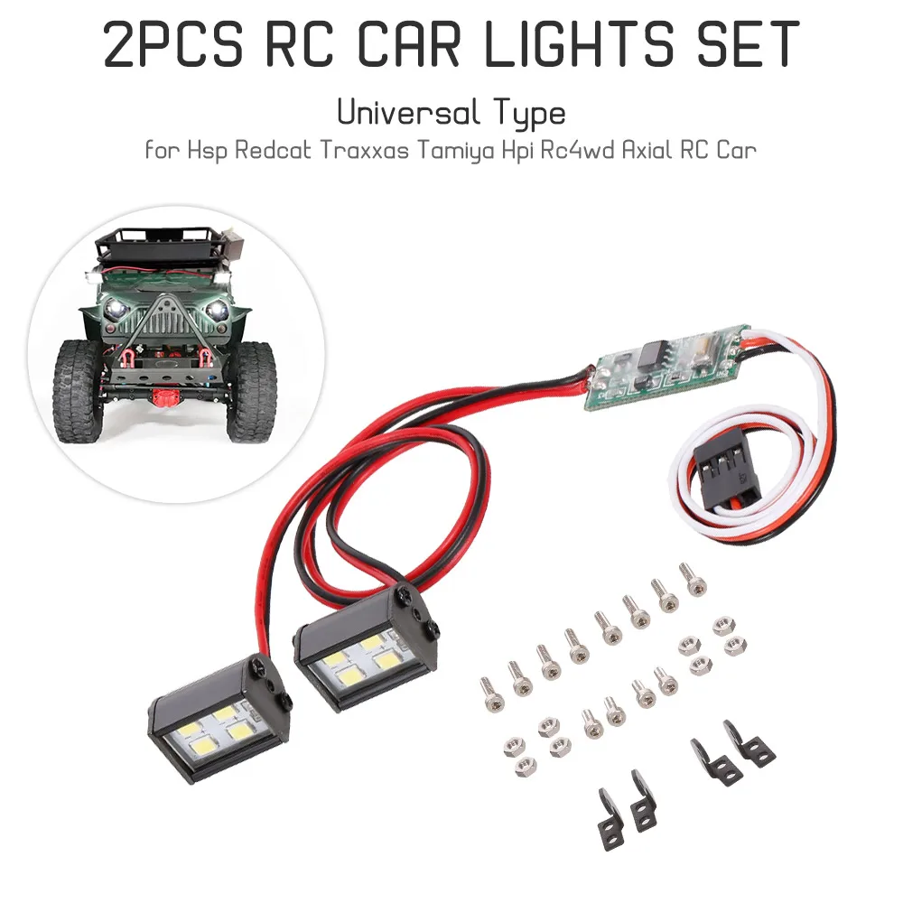 

2pcs RC LED Lights Headlight Roof Lamp Light 8LEDs Light for 1/10 Traxxas TRX4 Trx6 D90 HSP Redcat RC 4WD Tamiya Axial SCX10 HPI